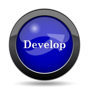 Develop icon. Internet button on white background.. Illustrazione stock
