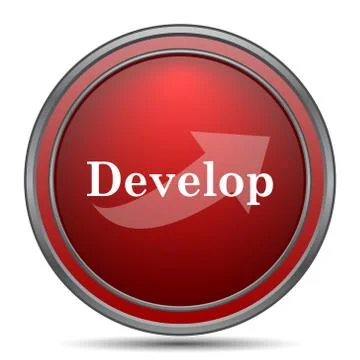 Develop icon. Internet button on white background.. Illustrazione stock