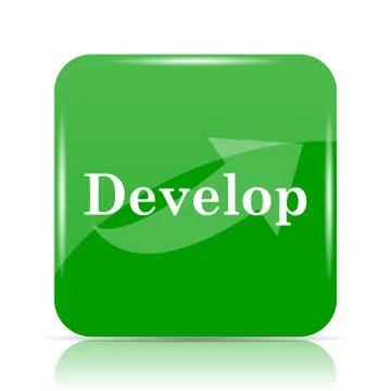 Develop icon. Internet button on white background.. Illustrazione stock