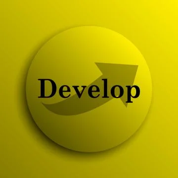 Develop icon. Yellow internet button.. 스톡 일러스트