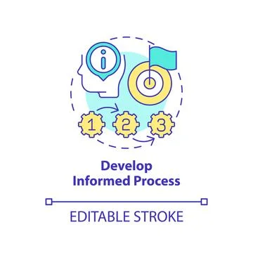 Develop informed process concept icon Stock Illustration