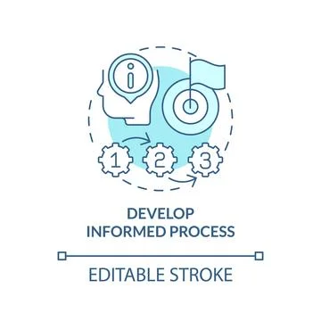 Develop informed process turquoise concept icon Stock Illustration