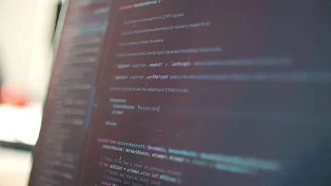 Develop internet project. Closeup coding on screen, hands type html code and Stock Footage 134903331