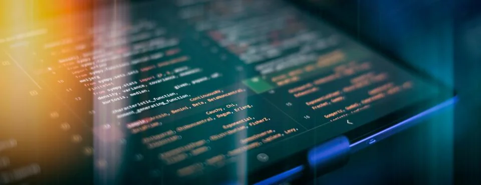 Develop internet project. Code and programming on screen laptop. 写真素材