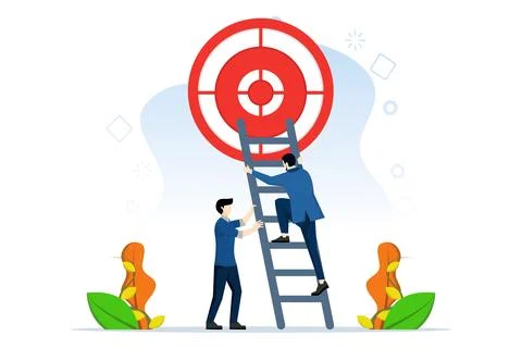 Develop ladder to success, set business goals, targets, aims and objectives. Stockillustratie