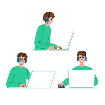 Develop man laptop vector Stock Illustration