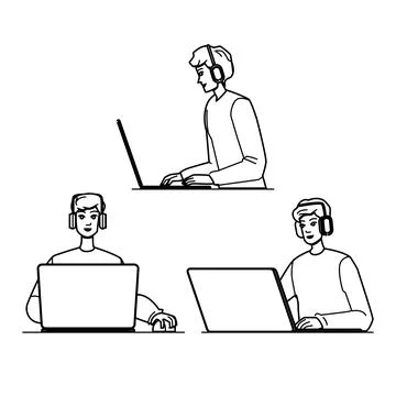 Develop man laptop vector Stock Illustration