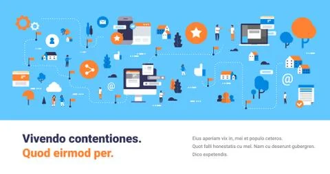 Develop map mobile computer screen chat interface online messenger concept Illustrazione stock