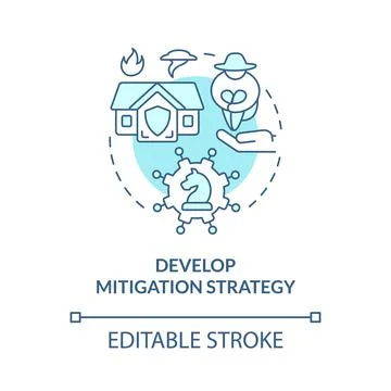 Develop mitigation strategy turquoise concept icon 스톡 일러스트