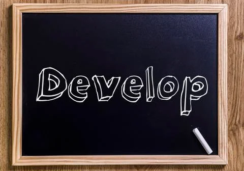 Develop - New chalkboard with 3D outlined text Foto stock