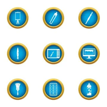 Develop a picture icons set, flat style Stock Illustration