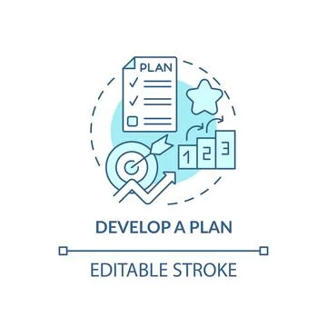Develop plan blue concept icon Stock Illustration