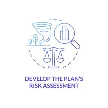 Develop plan risk assessment blue gradient concept icon Stock Illustration