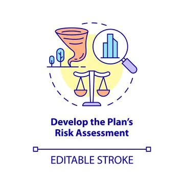 Develop plan risk assessment concept icon Stock Illustration