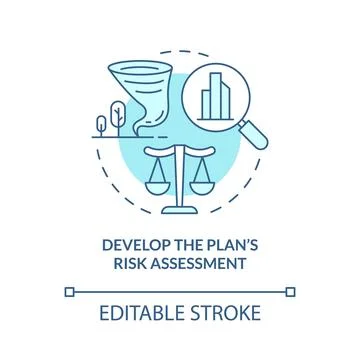 Develop plan risk assessment turquoise concept icon Stock Illustration