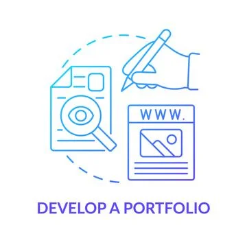 Develop portfolio blue gradient concept icon 스톡 일러스트