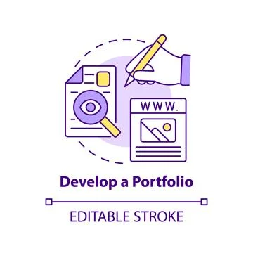 Develop portfolio concept icon Stock Illustration