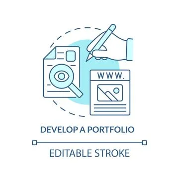 Develop portfolio turquoise concept icon Stock Illustration