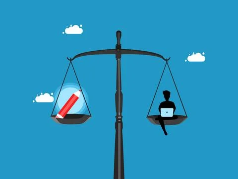 Develop programs with creativity. Businessman working on laptop and pencil on Stock Illustration