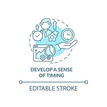 Develop sense of timing blue concept icon イラスト素材