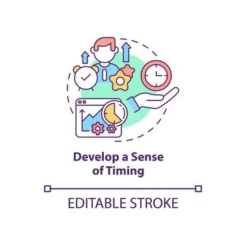Develop sense of timing concept icon Illustrazione stock