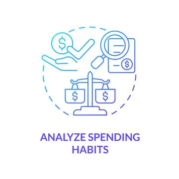 Develop spending habits concept icon Stock Illustration