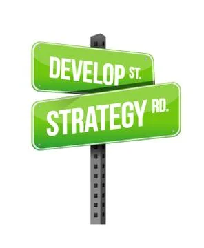 Develop strategy road sign illustration design over white Ilustração Stock