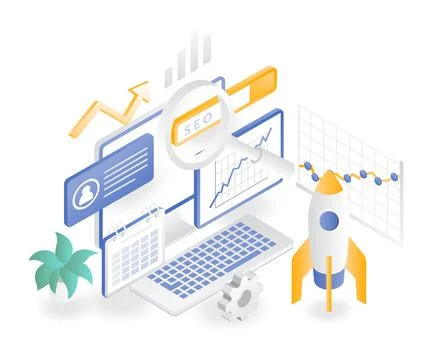Develop web optimization seo with google search engine Stock Illustration