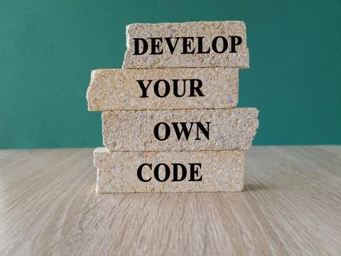 Develop your own code symbol. Concept words Develop your own code Foto stock