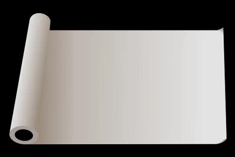 Developed roll of  paper isolated on  black background Stock Illustration