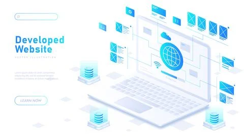 Developed website white poster vector Stock-Illustration