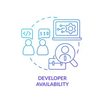Developer availability blue gradient concept icon Illustration