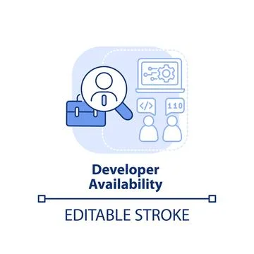 Developer availability light blue concept icon Illustration