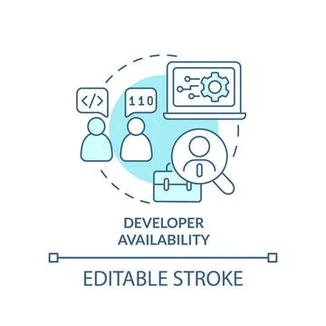Developer availability turquoise concept icon 스톡 일러스트