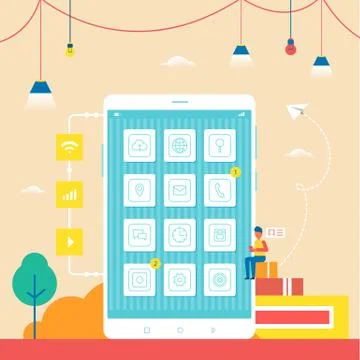 Developer on Books Thinking Vector Illustration Illustrazione stock