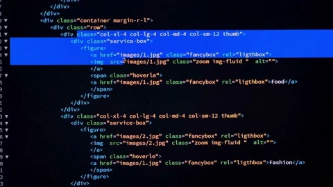 Developer is browsing and marking html code on the computer screen. Code Stock Footage 143273756