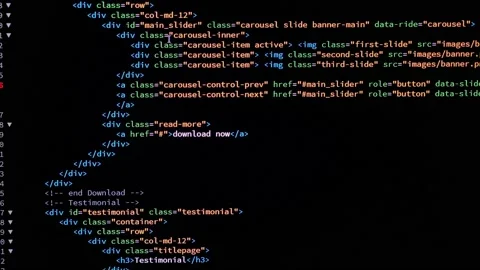 Developer is browsing and marking html code on the computer screen. Code Stock Footage 143273770