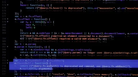Developer is browsing and marking java script code on the computer screen. Stock Footage 143273780