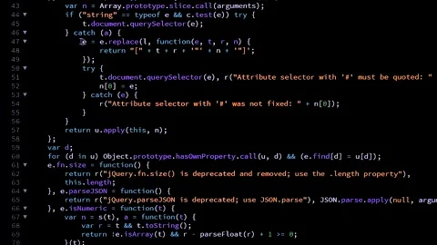 Developer is browsing and marking java script code on the computer screen. Stock Footage 143274330