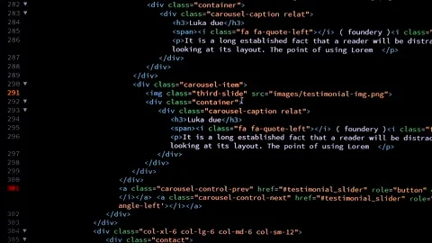 Developer is browsing html code on the computer screen. Code Scrolling. Stock Footage 143273761