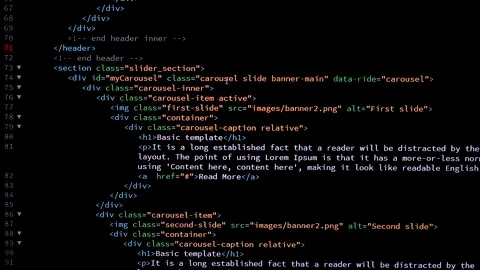 Developer is browsing html code on the computer screen. Code Scrolling. Stock Footage 143273831