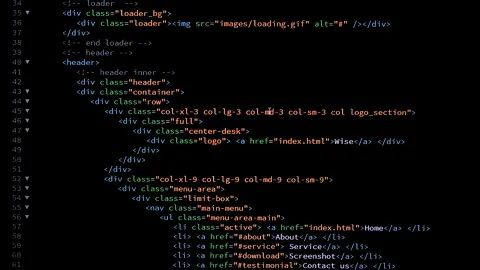 Developer is browsing html code on the computer screen. Code Scrolling. Stock Footage 143274201