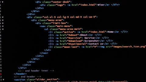 Developer is browsing html code on the computer screen. Code Scrolling. Stock Footage 143275208