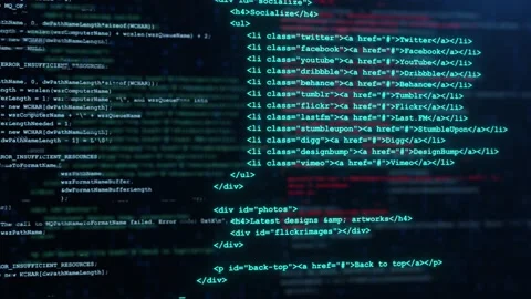 Developer is browsing html code on the computer screen Loop Animation. Stock Footage 151428259