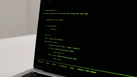 Developer is browsing html code on the computer screen. Scroll of HTML Web Page Stock Footage 170740381