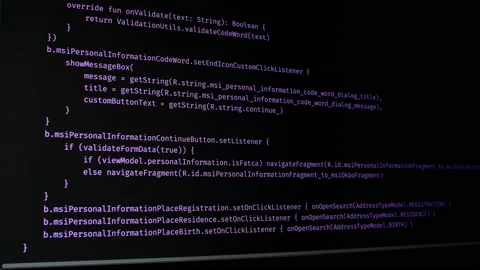 Developer is browsing html code on the computer screen. Scroll of HTML Web Page Stock Footage 186734764