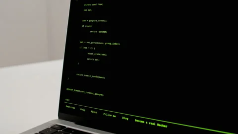 Developer is browsing html code on the computer screen. Scroll of HTML Web Page Stock Footage 200837561