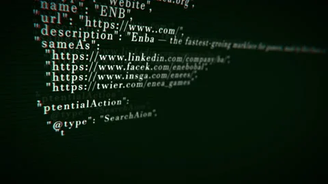Developer is browsing html code on the computer screen Stock Footage 238777414