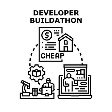 Developer buildathon concept for building affordable solutions Stock Illustration