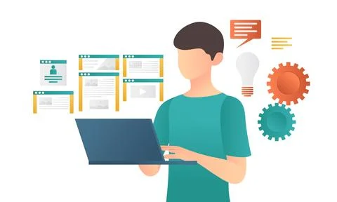 A developer is building his website イラスト素材